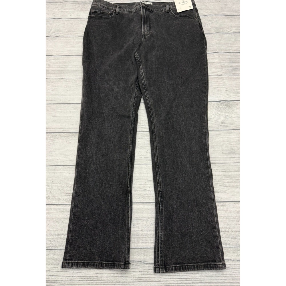NWT Abercrombie & Fitch The Skinny High Rise Jeans Womens 16 Black Stretch Denim